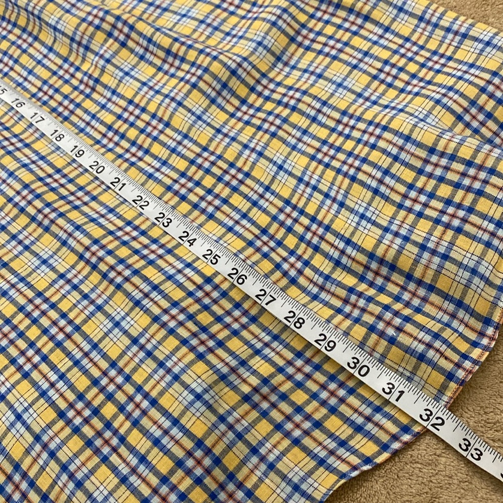 Daniel Cremieux‎ Yellow Blue Plaid 100% Linen Short Sleeve Men’s Shirt Size Med - Picture 7 of 7